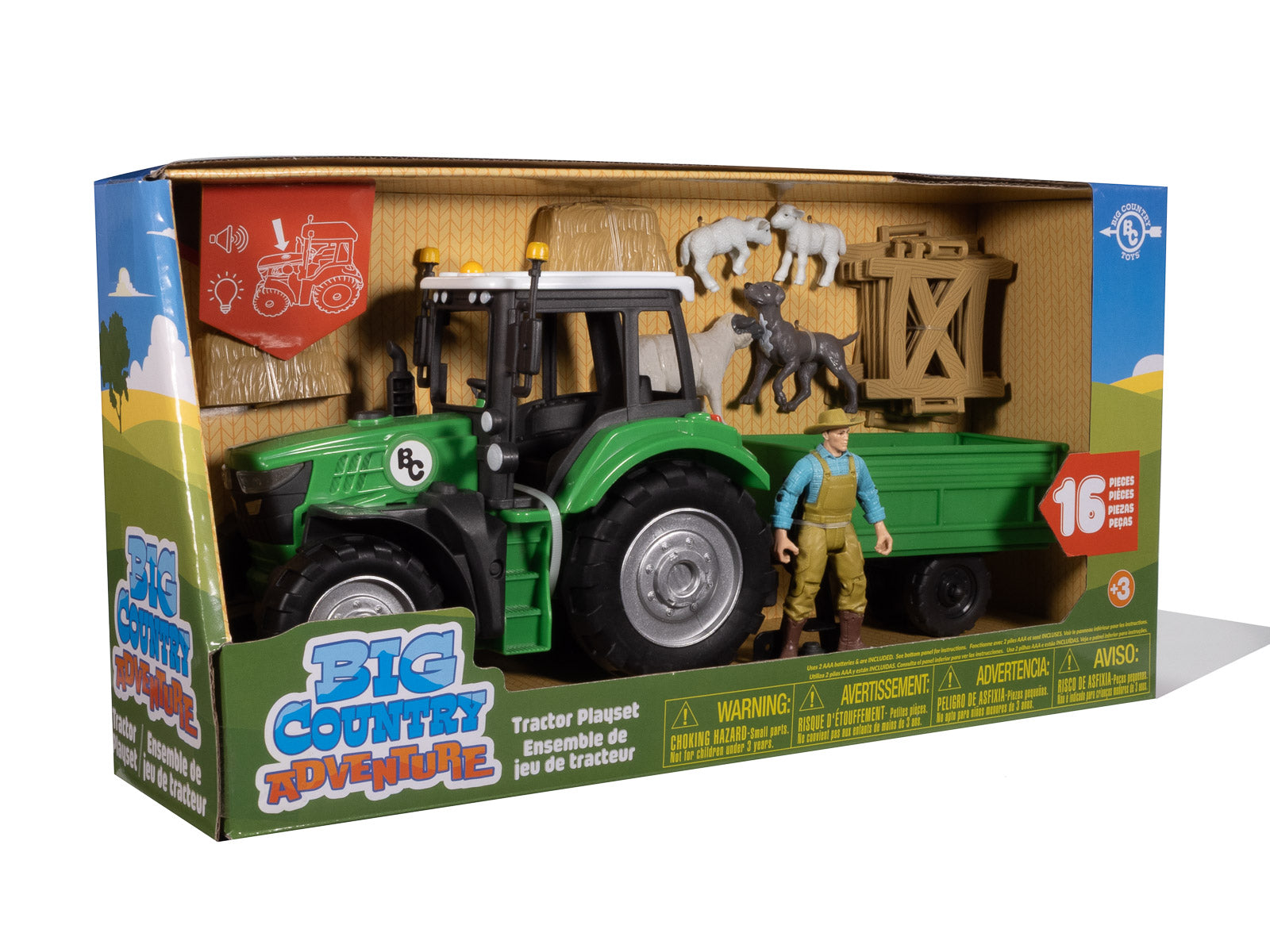 Big Country Adventure 16-Piece Sheep Farmer & Tractor Playset