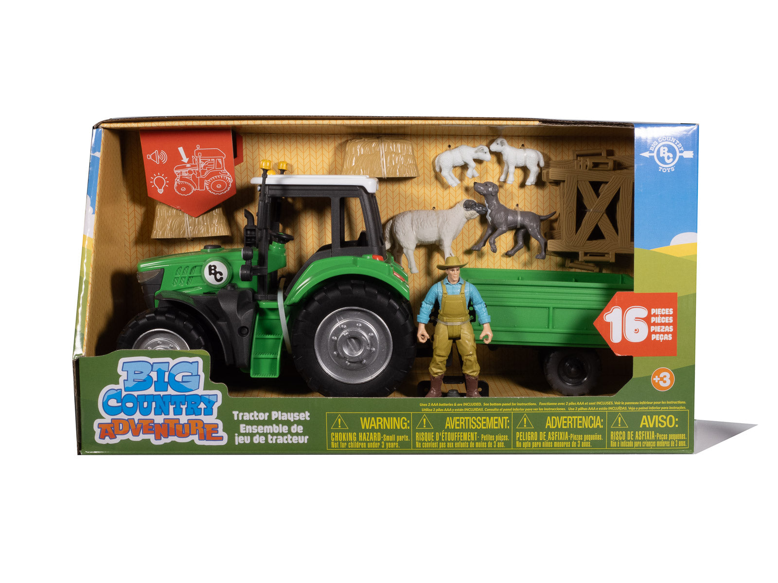 Big Country Adventure 16-Piece Sheep Farmer & Tractor Playset