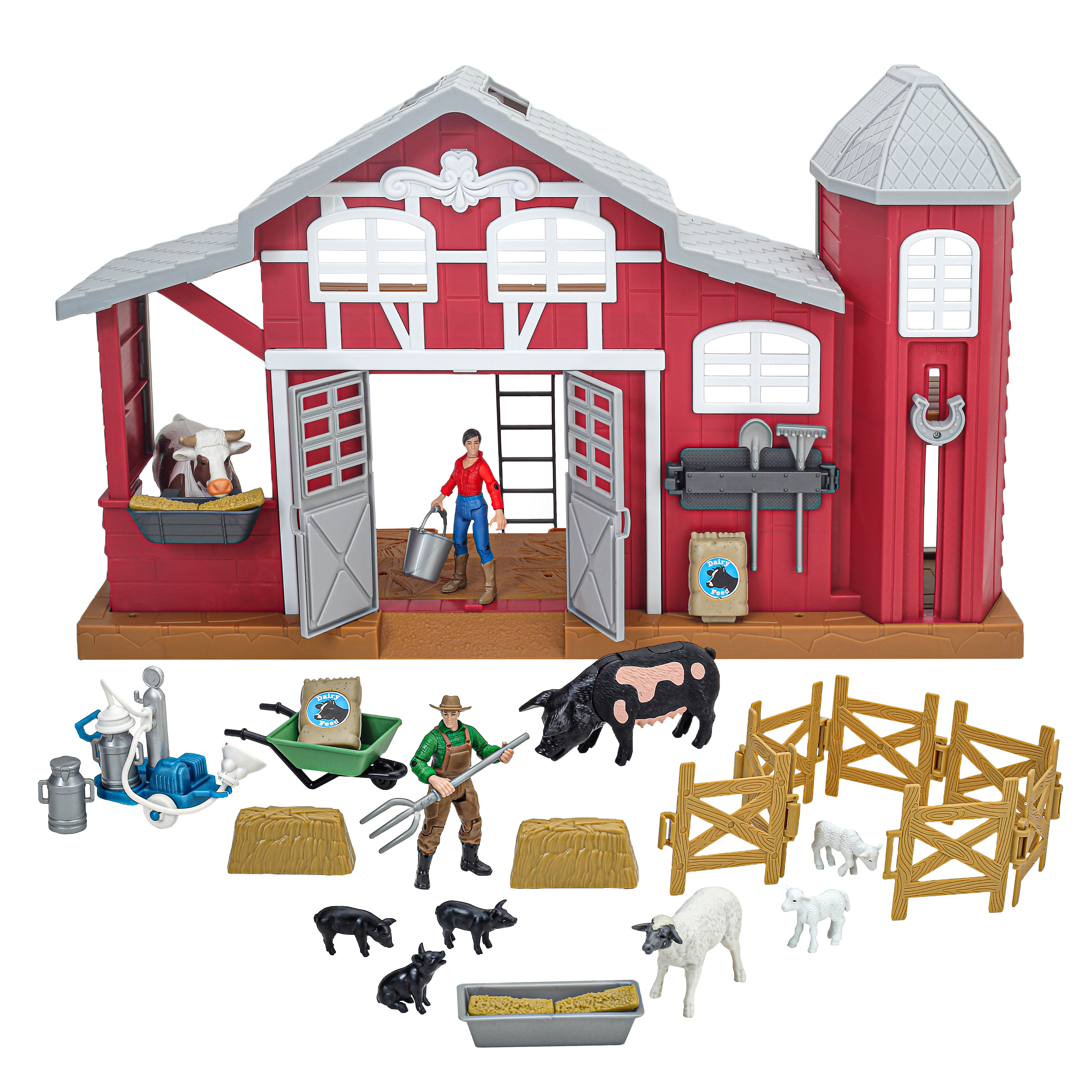 Big Country Adventure 38-Piece Dairy Barn Playset