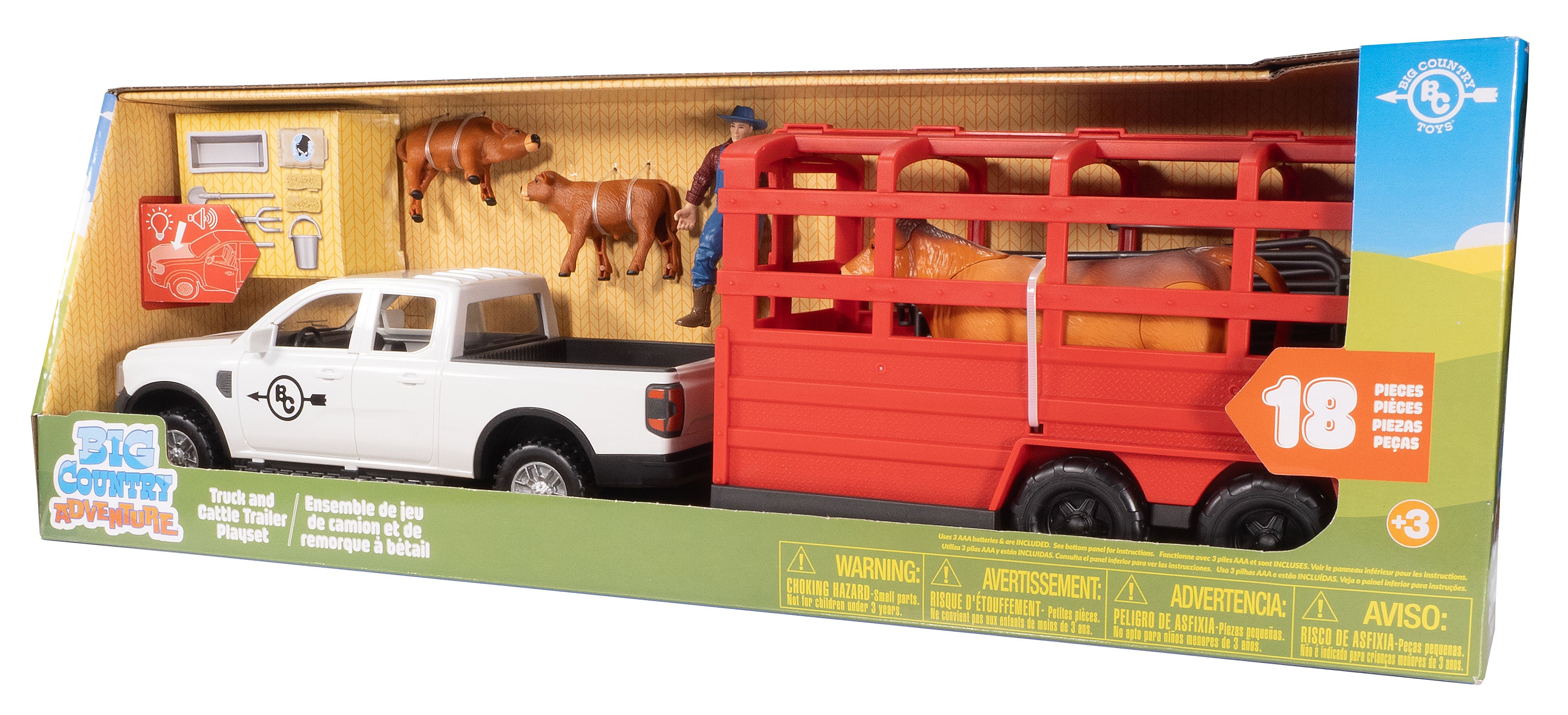Big Country Adventure 18-Piece Truck & Cattle Trailer Playset